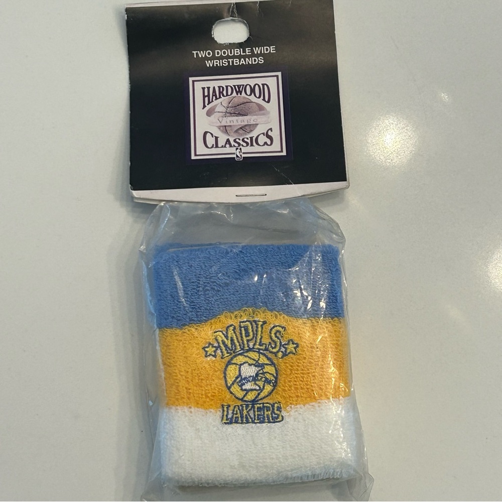 Vintage NBA Wrist Band MPLS Minneapolis (L.A.) Lakers Logo Pair New In Package